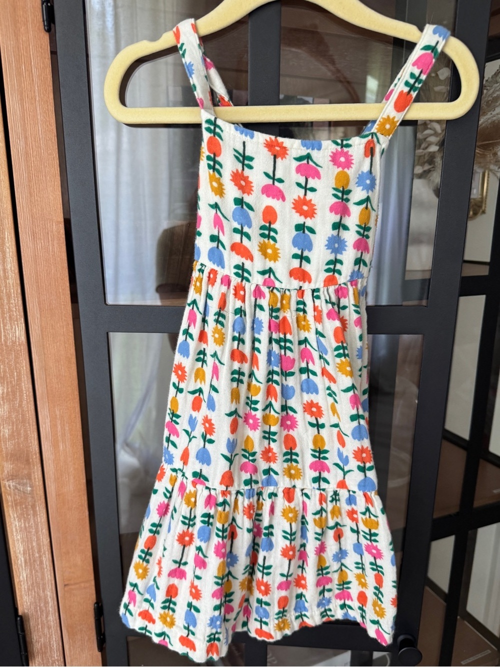 Hanna Andersson colorful dress muslin cotton tulips floral flowers toddler girl